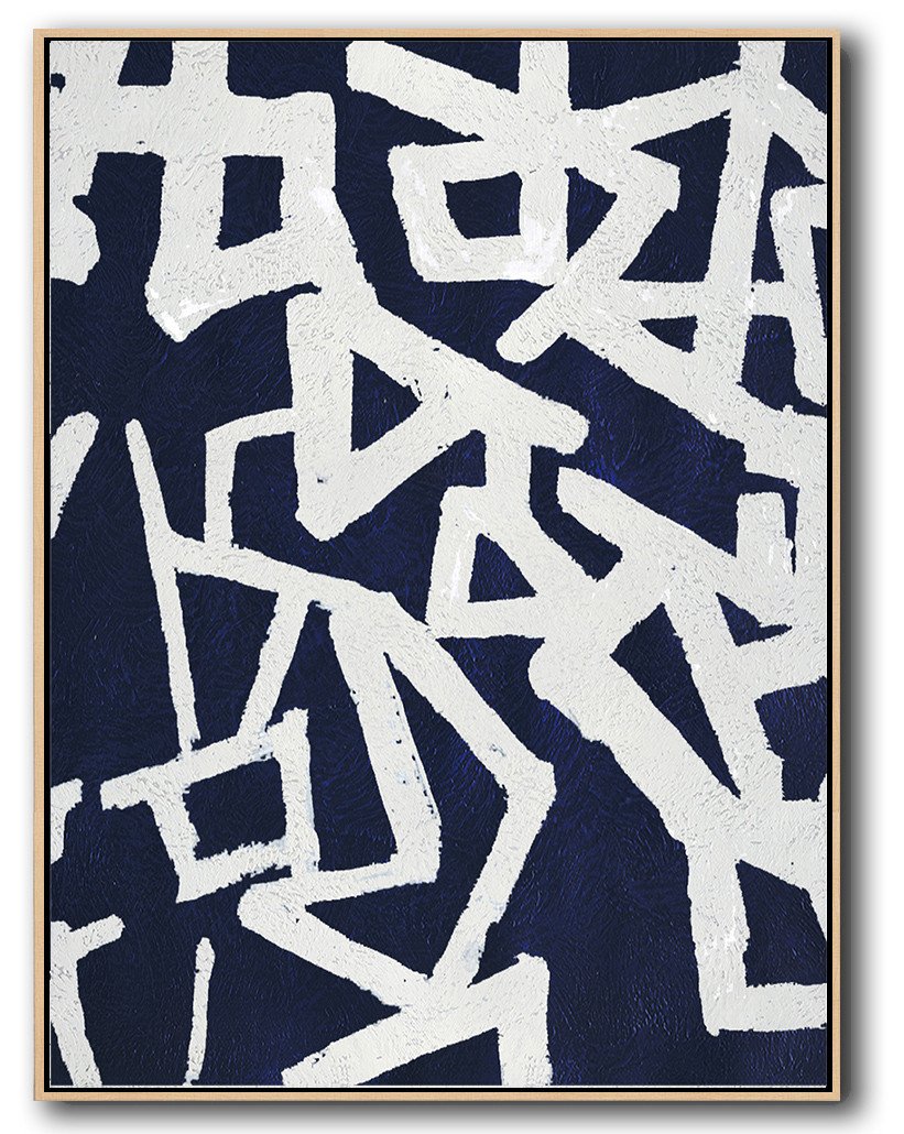 Abstract Painting Extra Large Canvas Art,Navy Blue Abstract Painting Online,Big Art Canvas